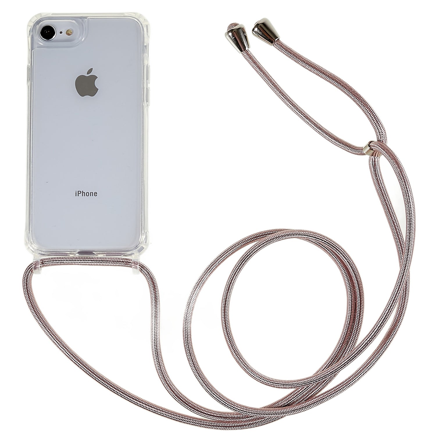 Back Case for iPhone 7 / 8 / SE (2020) / SE (2022), Fall Protection Clear TPU+Acrylic Phone Cover with Lanyard - White Back Case for iPhone 7 / 8 / SE (2020) / SE (2022), Fall Protection Clear TPU+Acrylic Phone Cover with Lanyard - White
